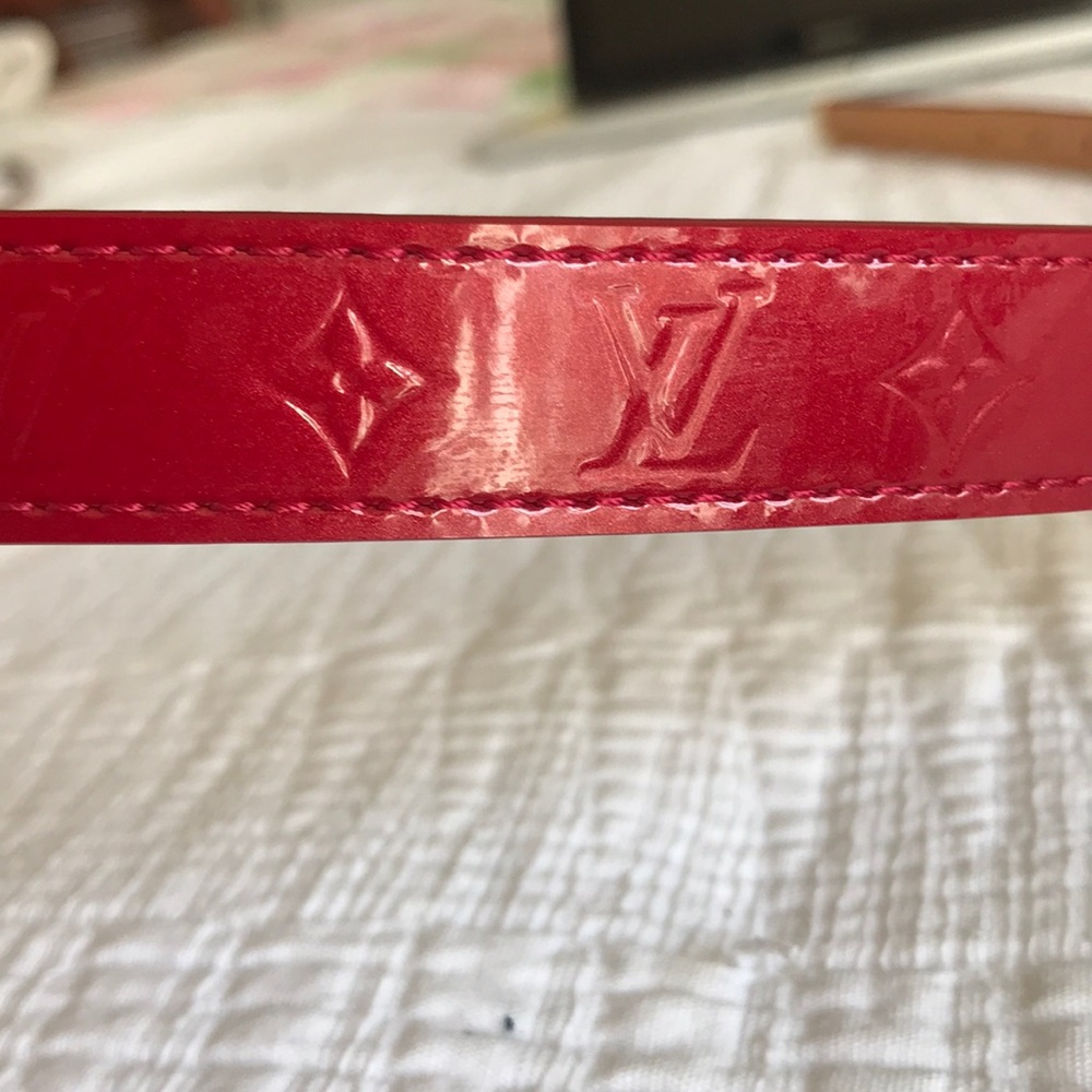 Luis Vuitton Red Vernis Belt